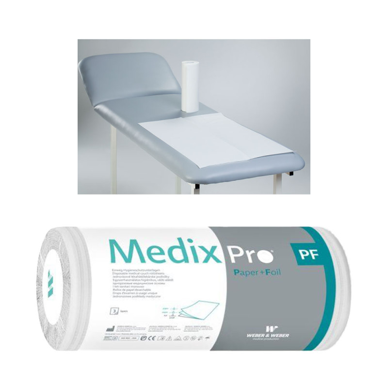 Podkład higieniczny na rolce 50cm x 80cm biały podfoliowany 54g MedixPro 25szt