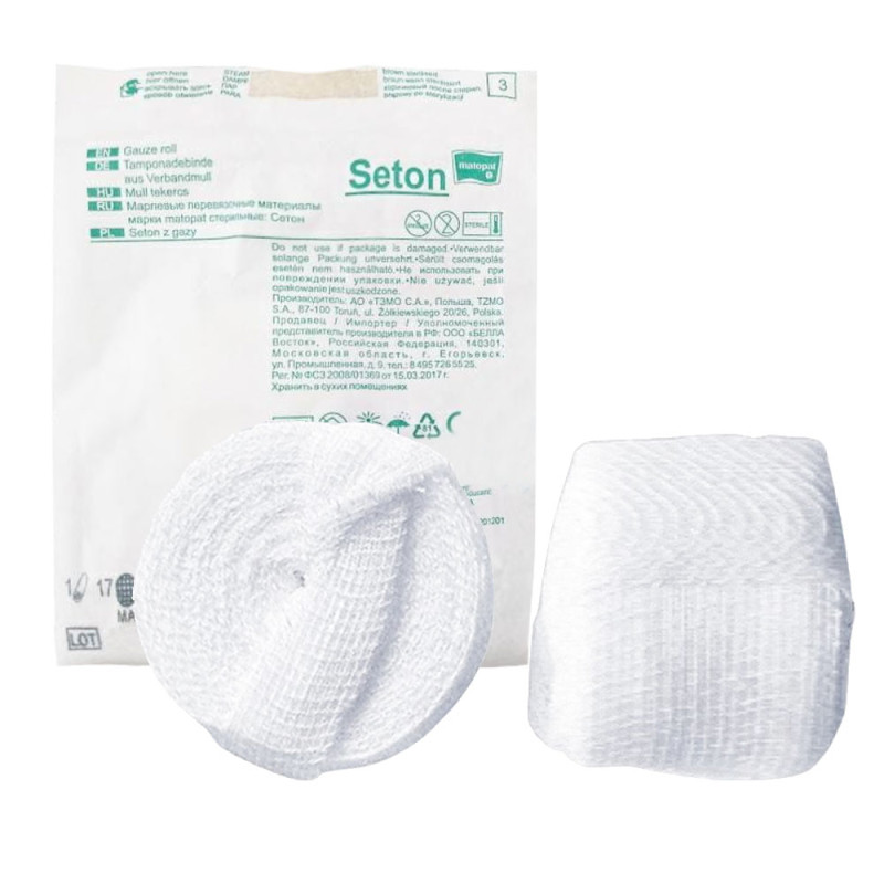 Seton jałowy z gazy 1cm x 1m 17 nitek 4 warstwy 1szt blister + TAG